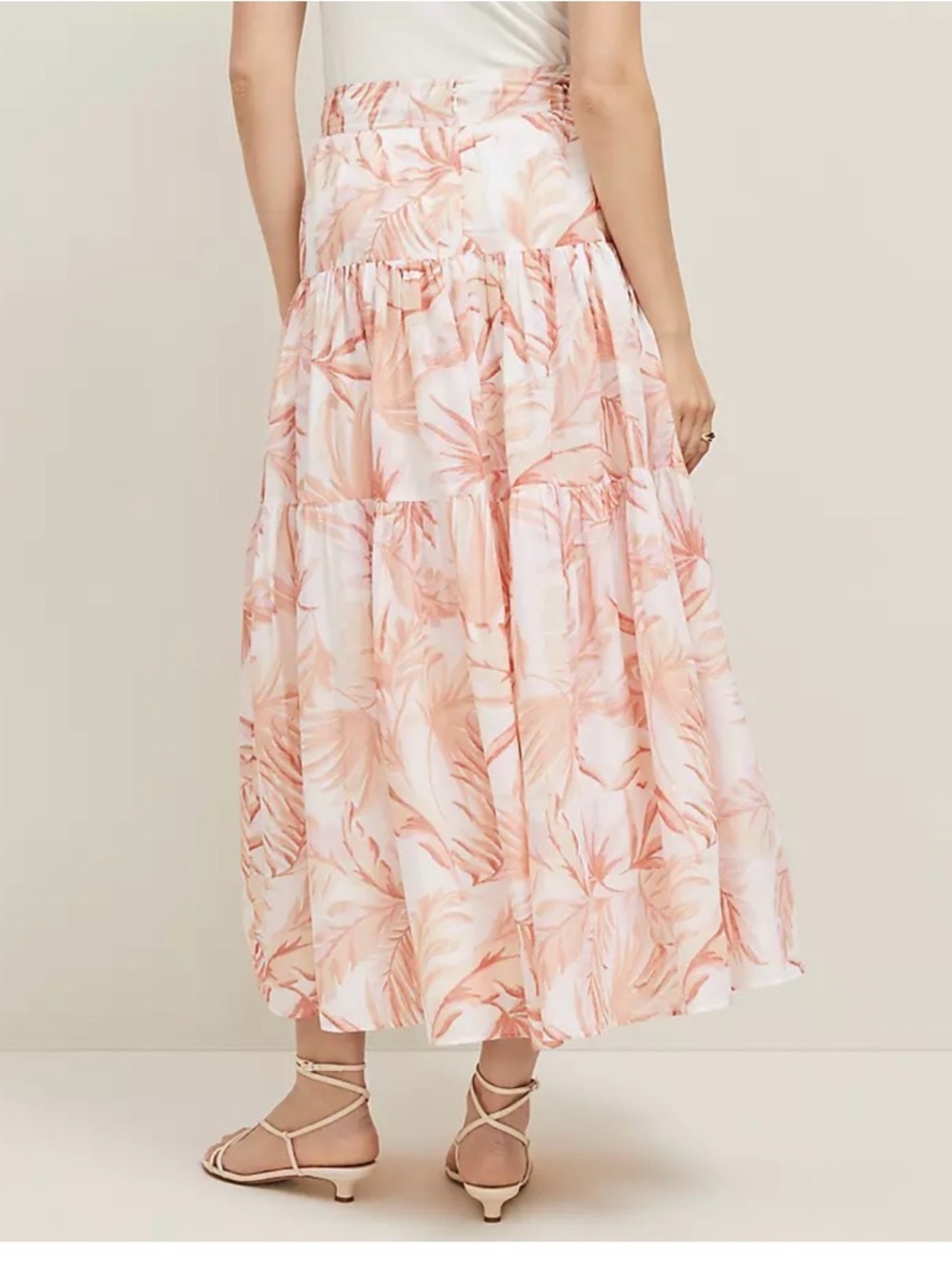 Ann Taylor Coral Pink Floral Tiered Maxi Skirt - Picture 3 of 7